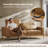 Pearman 87.5"W Retro Industrial Faux Leather Couch with Adjustable Backrest and Lumbar Cushion-107231543