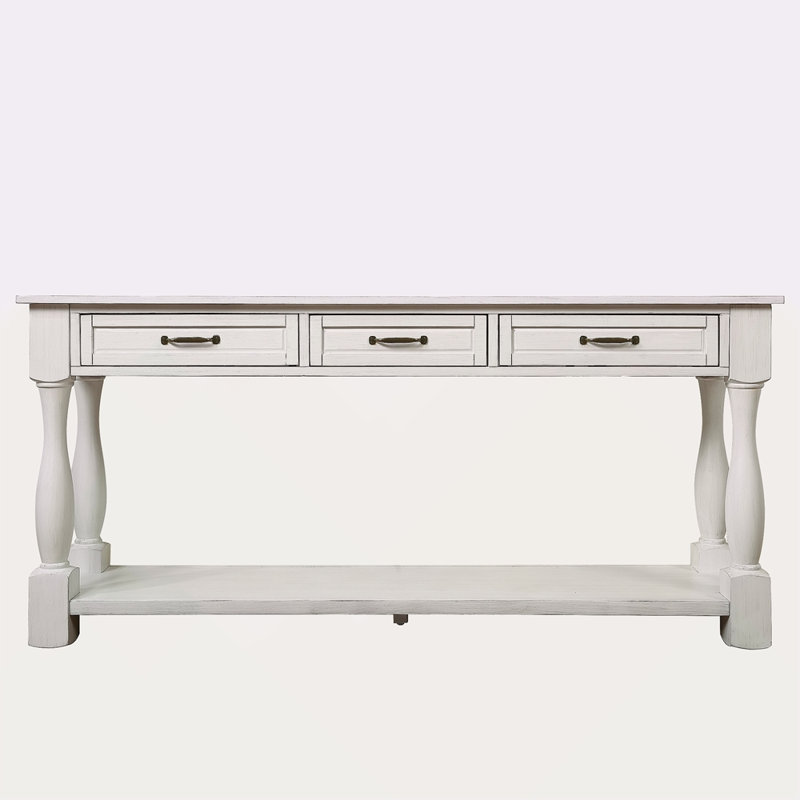 63Inch Long Wood Console Table With 3 Drawers And 1 Bottom Shelf For Entryway Hallway Easy Assembly Extra-Thick Sofa Table