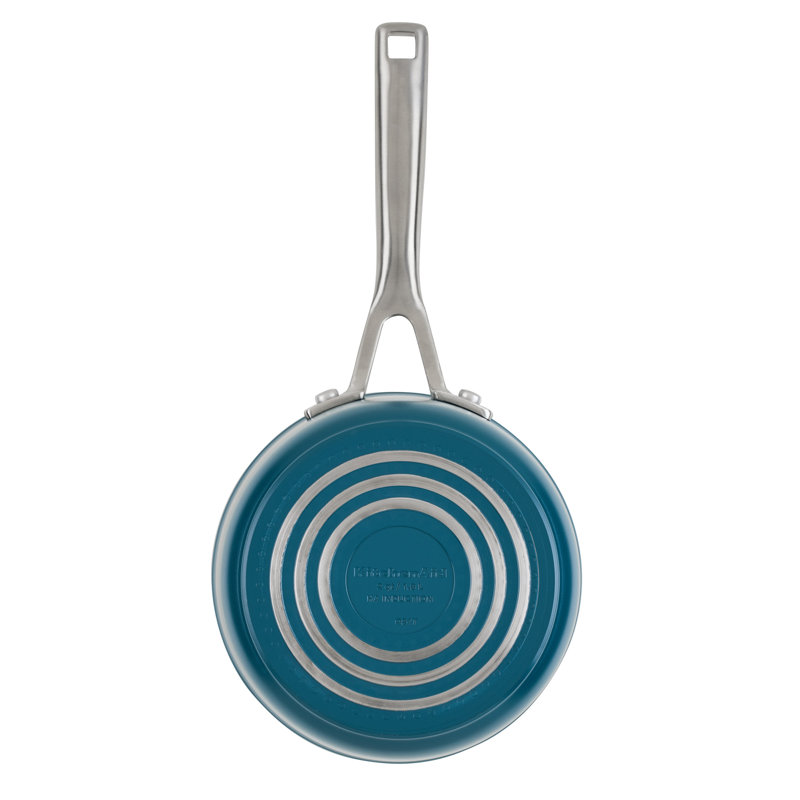 Kitchenaid Hard-Anodized Ceramic Induction Saucepan With Lid, 2-Quart, Agave, Blue