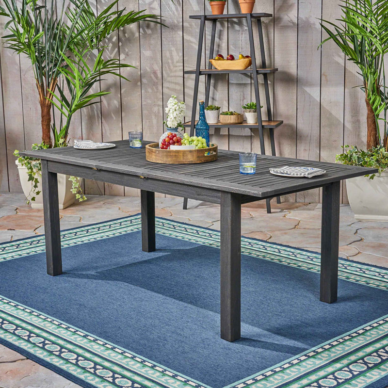 Table de salle à manger d'extérieur extensible en bois d'acacia