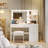 Greyden Makeup Vanity with Lighted Mirror, Outlets and 6 Drawers-1680604932