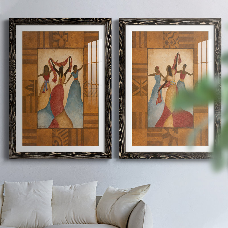 Rhythme - ensemble de 2 peintures encadrées, H 44 po x l 31 po x P 1 po, Cadre noir