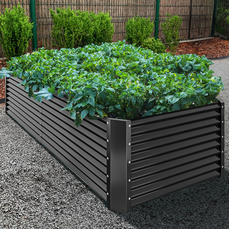 Lit de jardin surélevé Millerville - 8 x 4 x 2 pi, H 24 po x l 96 po x P 48 po, Noir