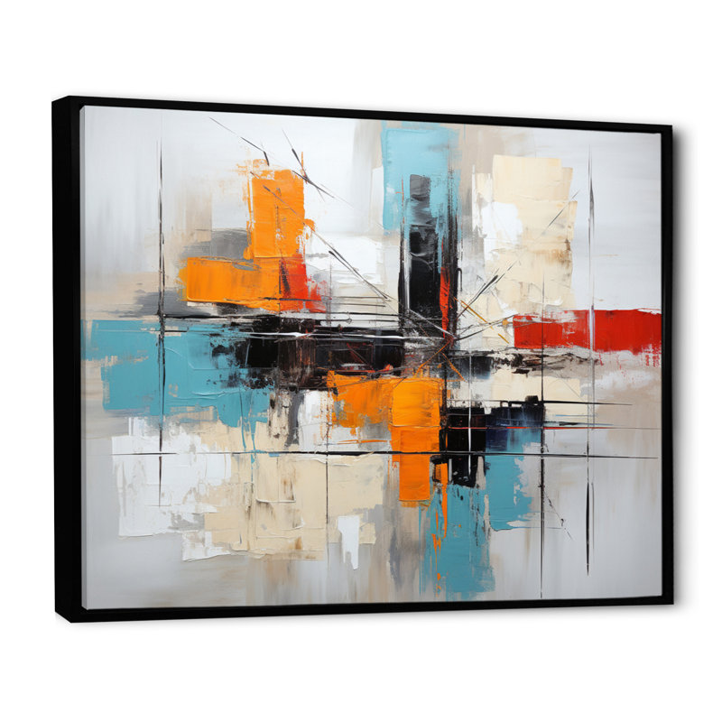 Art asiatique, expression abstraite I - impression, Cadre flottant noir, H 24 po x l 32 po x P 1 po