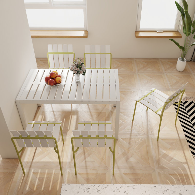 Chaises de salle à manger d'extérieur Alen, Jaune / Blanc