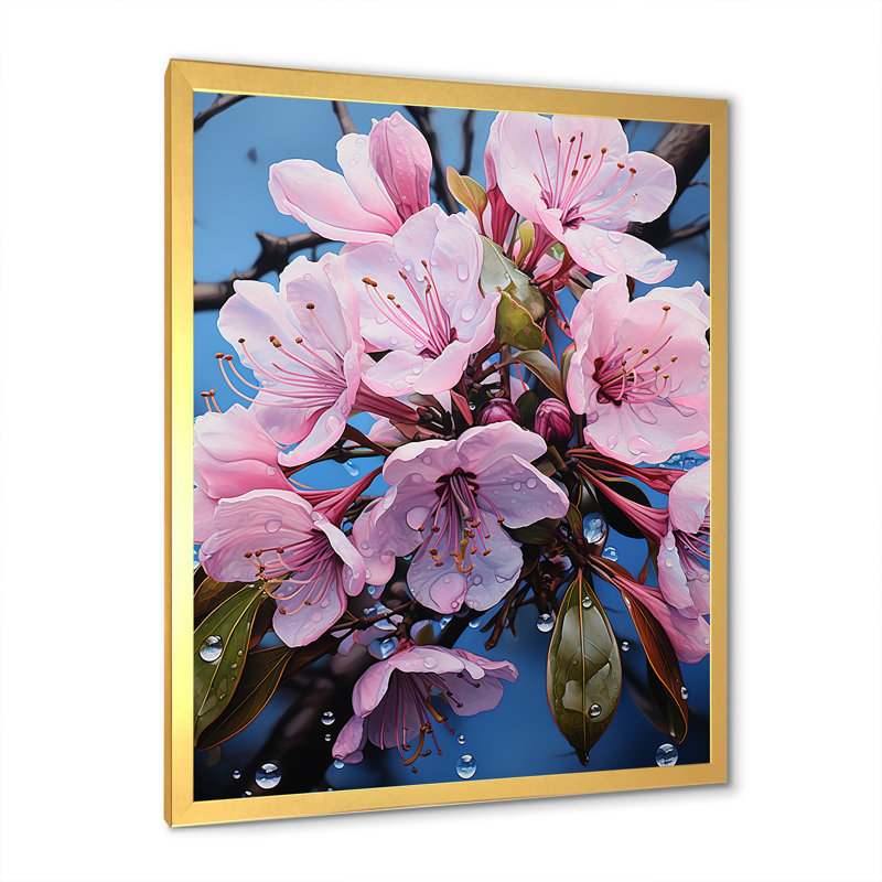 «Pink Celestial Blooms Radiance» sur toile, H 40 po x l 30 po x P 1,5 po, Cadre doré simple