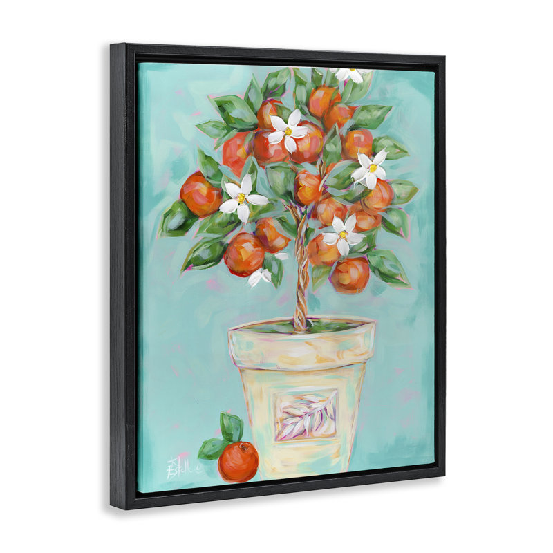 "Orange Blossom Clay", art mural sur toile flottante par Estelle Grengs, Cadre flottant noir de jais, H 31 po x l 25 po