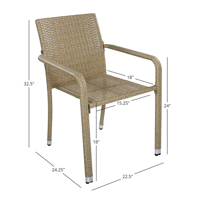 Fauteuils de salle à manger empilables d'extérieur Tanishi, Naturel