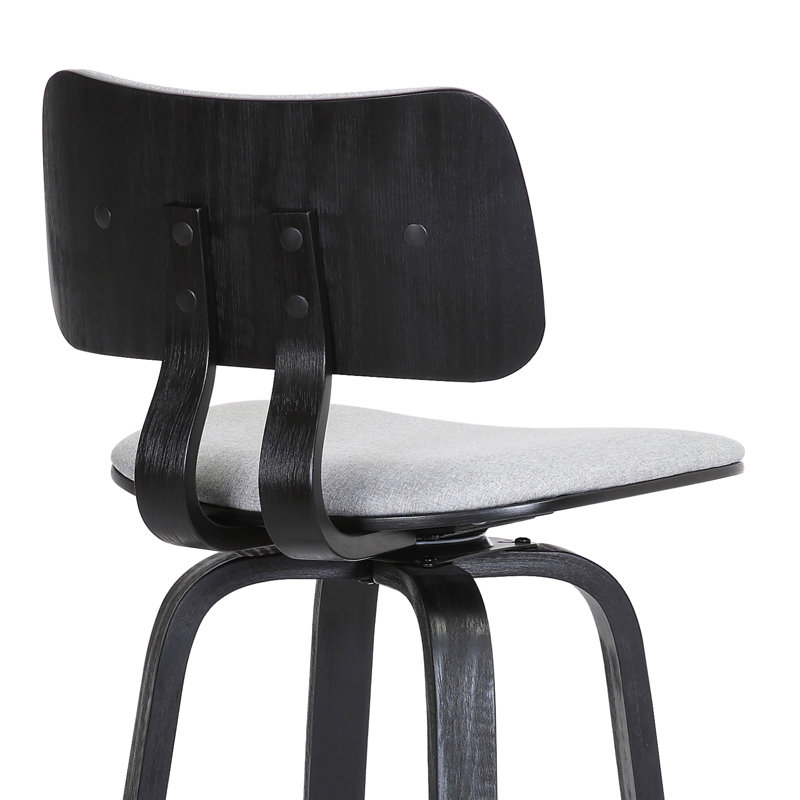 Khymari Modern Swivel Counter or Bar Height Armless Bar Stool in Fabric, Wood, and Metal, Bar Stool (30" Seat Height)