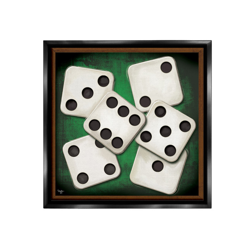 «Dice On Casino Table» par Molly B. sur toile, H 18 po x l 18 po, Cadre flottant noir de jais