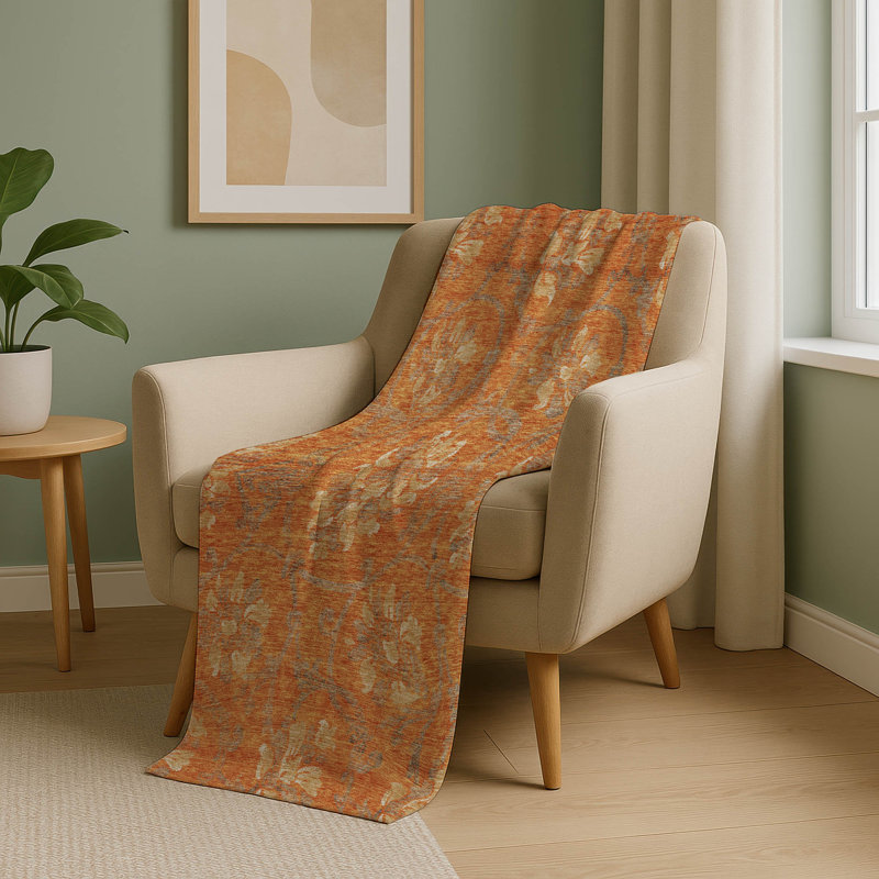 Jeté floral Sherpa ASB762 Addison, Orange