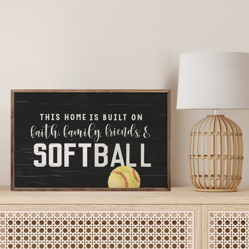 Faith Family Friends And Softball - noir, H 5 po x l 8 po