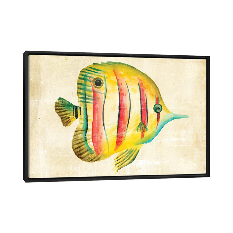 « aquarium fish iii », reproduction d’art sur toile, H 18 po x l 26 po x P 1,5 po, Toile encadrée noire, Pas de tapis