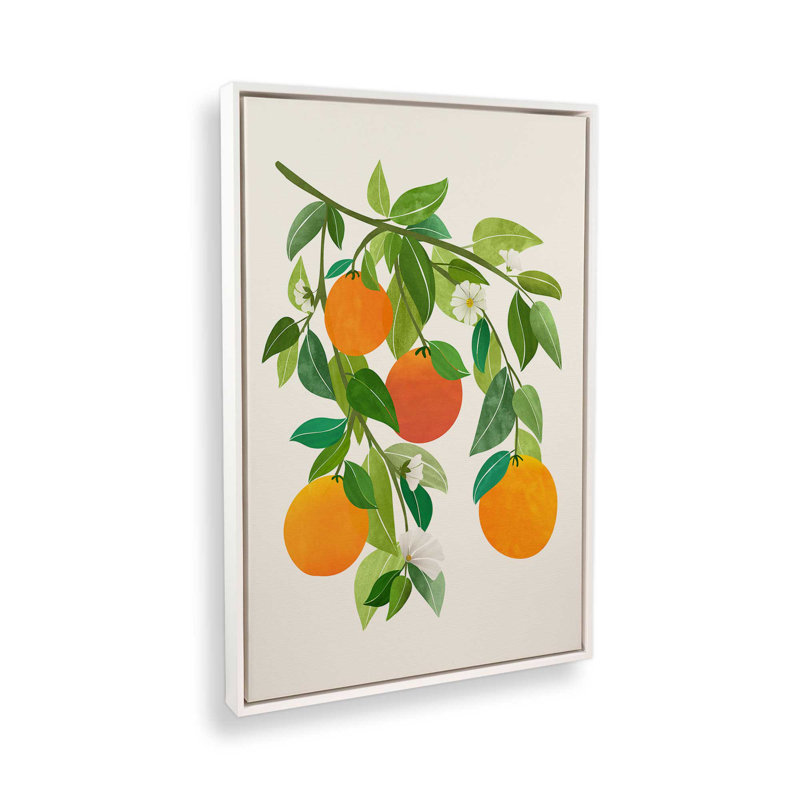 «Oranges and Blossoms II Tropical Fruit» par Modern Tropical, reproduction d'art, H 24 po x l 18 po, Blanc