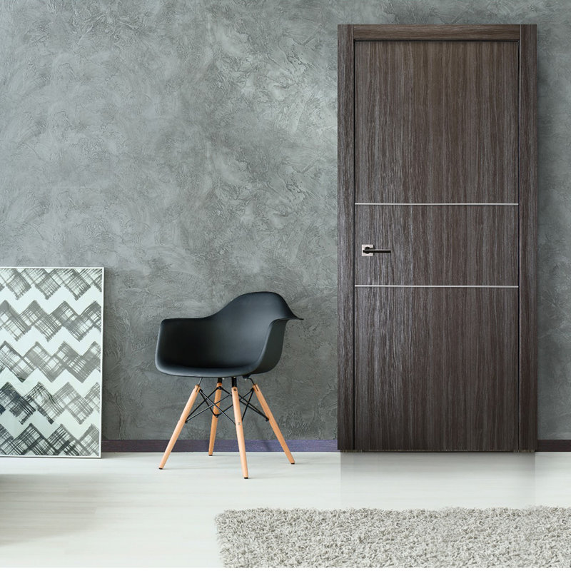 Porte pré-montée Palladio 2H noyau solide, Gaucher, Chêne gris, 18 po x 80 po