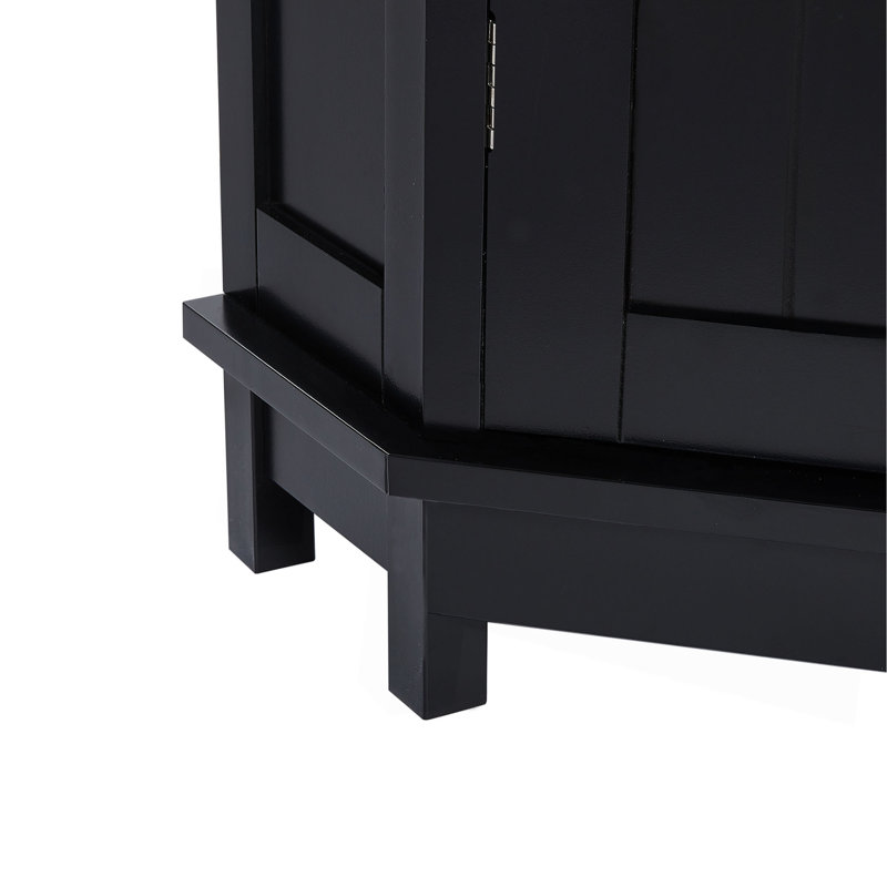 Armoire de rangement en coin noire avec plateau réglable
