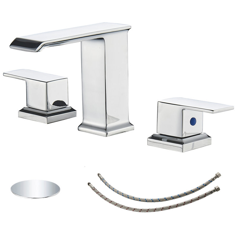 2-handle Bathroom Faucet with Drain Assembly, Polished Chrome