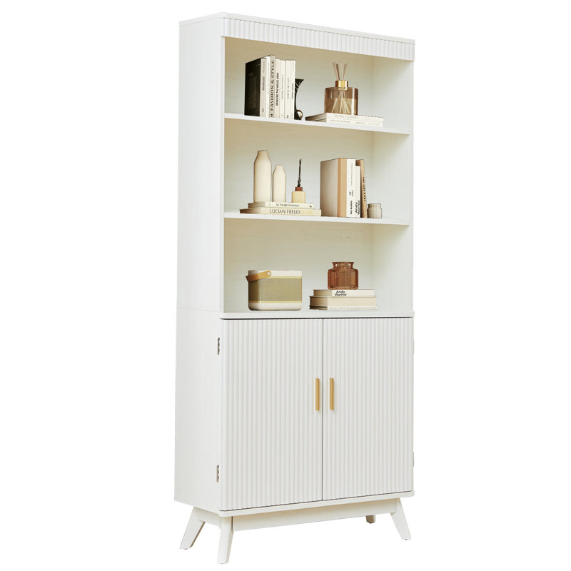68'' Tall Storage Bookcase With Cabinet, White