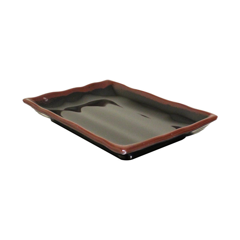 Plateau rectangulaire en mélamine tenmoku, H 1,14 po x l 8,5 po x P 5,75 po