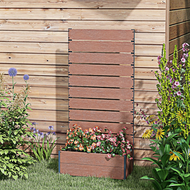 Boîte à fleurs surélevée avec espace de drainage, H 59,01 po x l 28,26 po x P 15,01 po, Brun