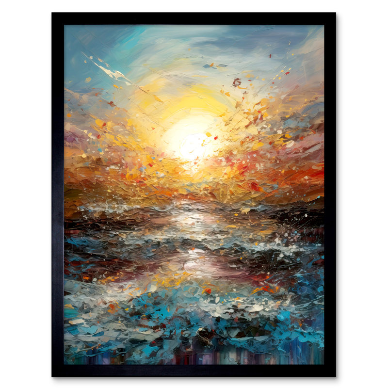 Esta Sunrise At Sea Abstract Seascape Splatter Art - Single Picture Frame Print