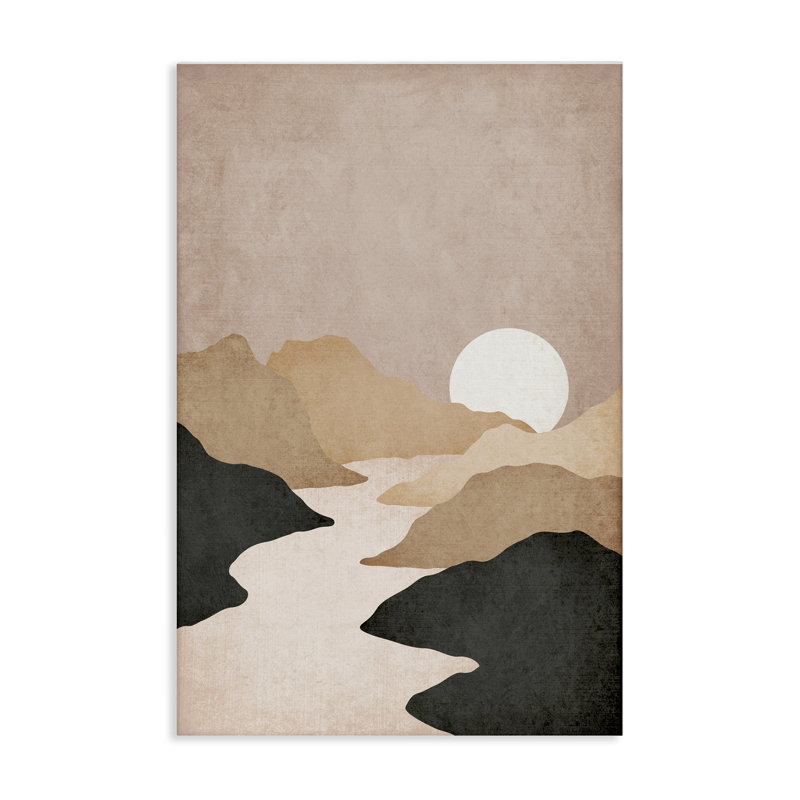 "Beige Mountains with Stream", art mural par JJ Design House LLC, H 30 po x l 20 po