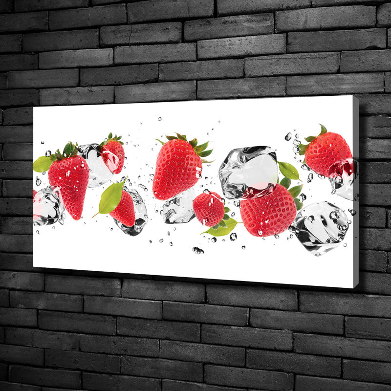 Strawberries and water 1 Piece Wall Art, 50cm H x 100cm W x 2cm D, Canvas