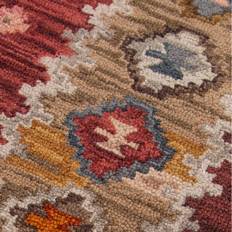 Laughlin Wool Oriental Area Rug in Red/Beige, Rectangle 2' x 3'