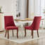 Chaise de salle à manger en rayonne en lin et en flocage Chaise de salle à manger de cuisine Channel Chaise de salle à manger rembourrée en tissu confortable pour la salle à manger avec pieds incurvés en bois massif (sans table de salle à manger incluse)-1650002783