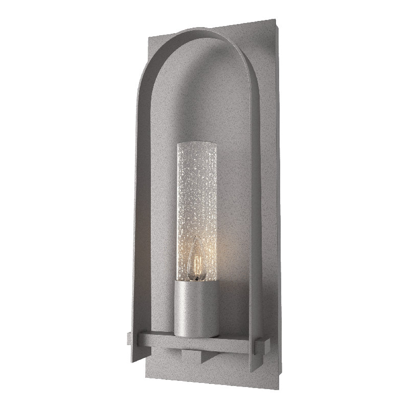 Triomphe Aluminum Wall Light, Seeded Clear, Coastal Burnished Steel, 27.2" H x 10.7" W x 5.2" D