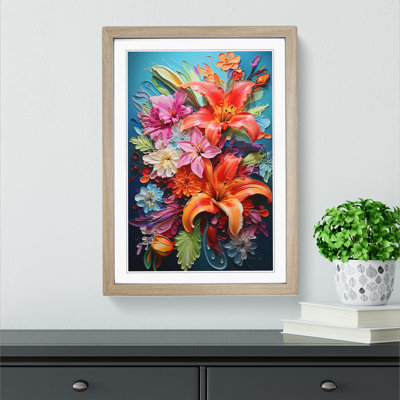 Floral Hard Edge Painting - Framed Print