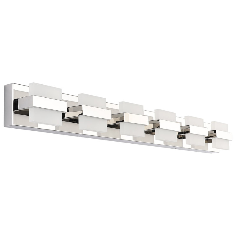 SOLFART 6 Lights Chrome Bathroom Light Fixtures Modern LED Bathroom Light Vanity Lights Over Mirror
