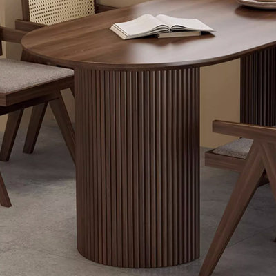 Nordic style rectangular log wood dining table set