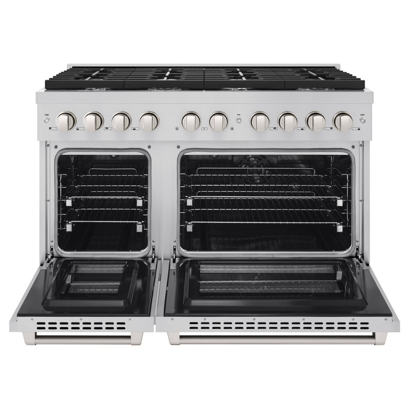 ZLINE 48" Stainless Steel Dual Fuel Range with 8 Burners