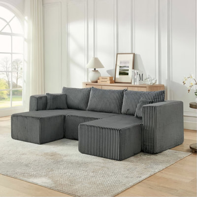 Canapé modulaire compact en velours côtelé modulaire compact avec un style minimaliste moderne