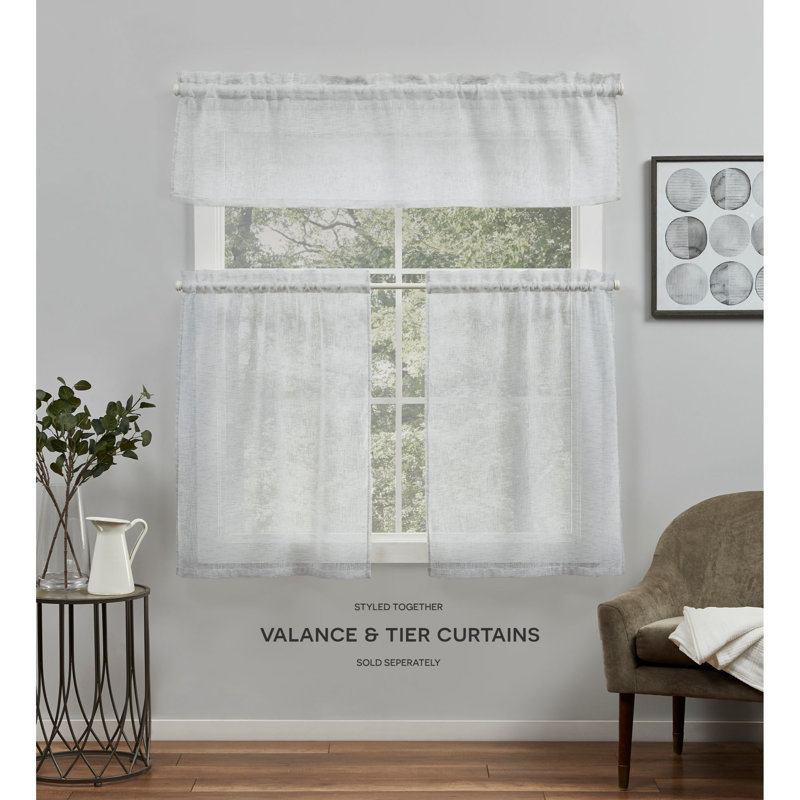 Sheer Curtain Panel Pair, 26" W x 24" L, Blue