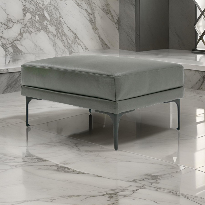 Repose-pieds en cuir Iridiana, Cuir véritable vert