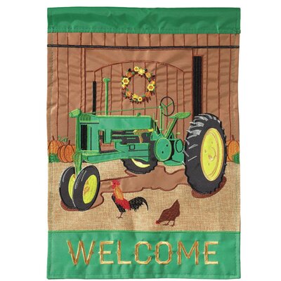 Furrier Applique Fall Tractor 2-Sided Burlap 18 x 13 in. Garden Flag -  August GroveÂ®, 2BA93AFD0CAD4519A5D53BC79CF4C048