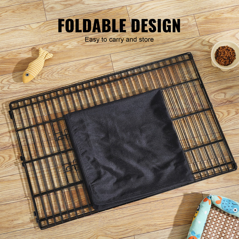 Foldable Black Metal Dog Playpen with Waterproof Bottom Pad
