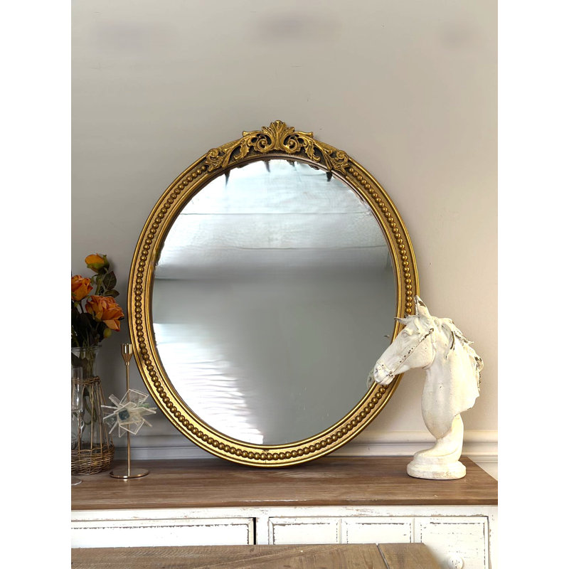 Solid Wood Frame Oval Mirror