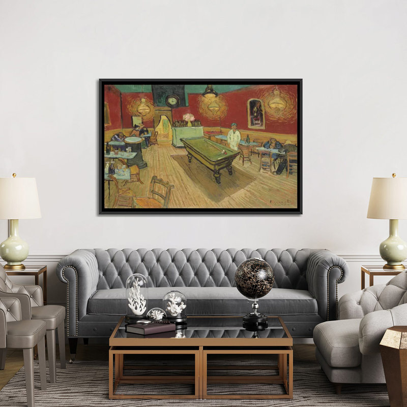 The Night Café, 1888 par - reproduction d'art sur papier, H 40 po x l 60 po, Toile avec cadre, Noir