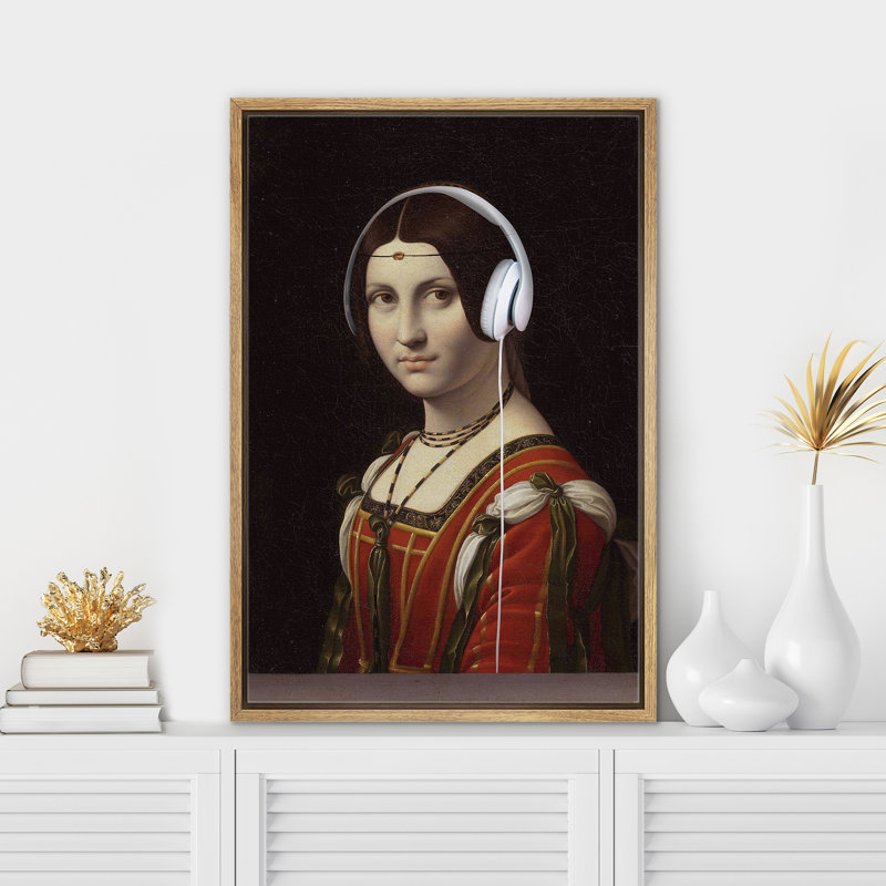 Altered Classical Portraits " Renaissance Music Headphones Classical Female Portrait Victorian Funny Fine Art Work Room Decor "