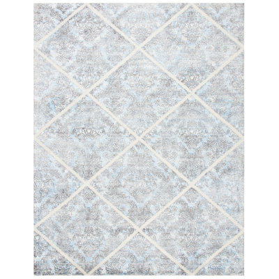Anyce 600 Hand Tufted Wool/Viscose Geometric Rug in Ivory