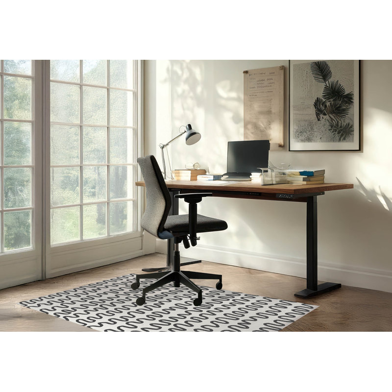 Tapis de bureau léger Wiggle, L 3 pi x L 2 pi, Ivory, Charcoal