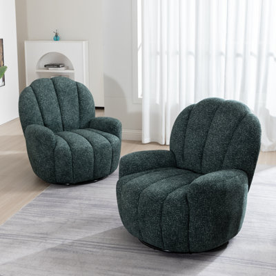 Petal Tufted Swivel Bucket Chair(Set Of 2)