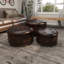 Ademide Dark Brown Wood Ottoman Set with Tufted Top