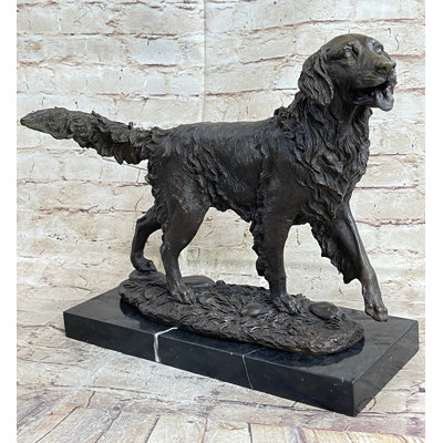 Golden Retriever Show Trial Bronze Marble Base Dog Statue Deco Breeder Trainer