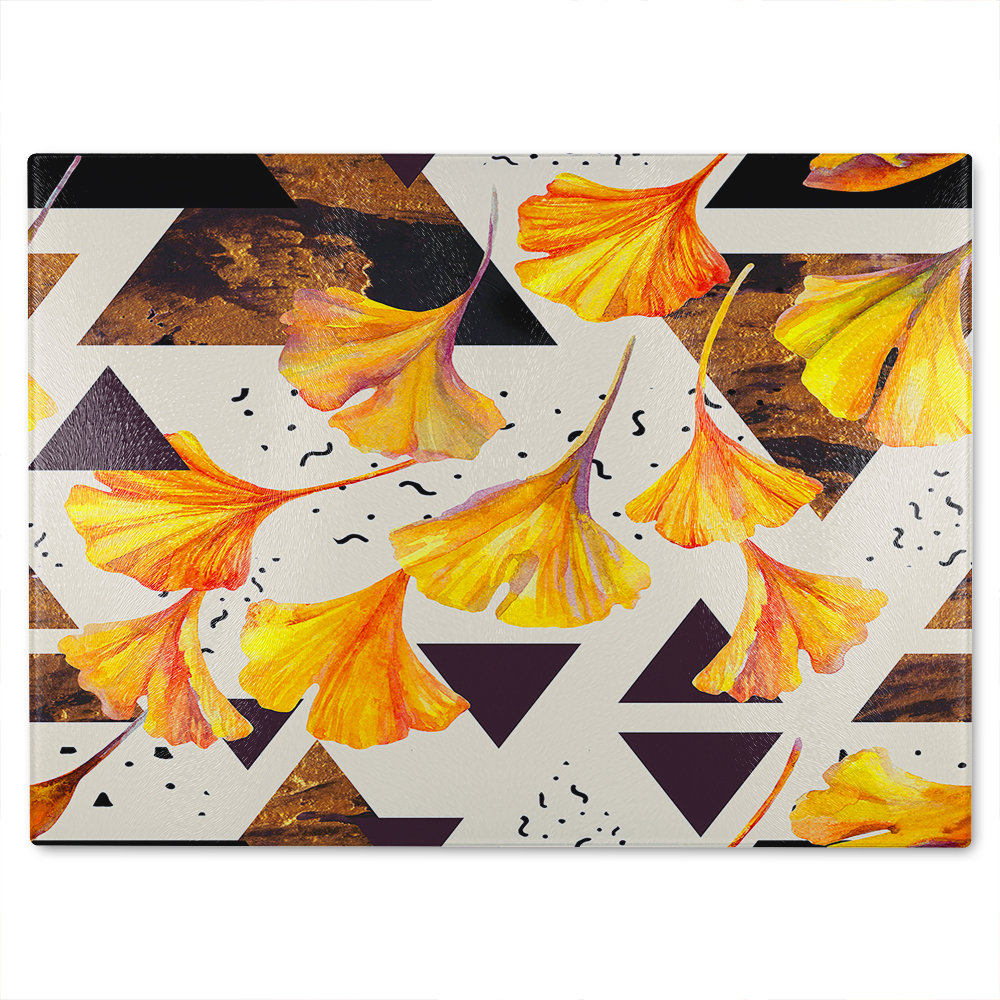 Flowers And Triangles Glass Chopping Board
