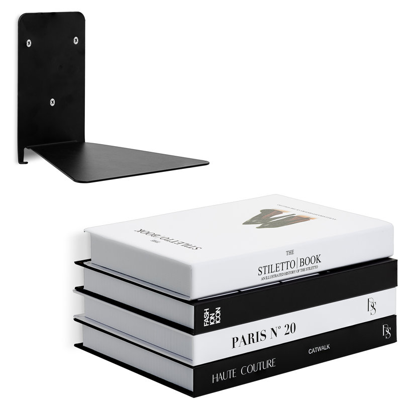Nvisible Floating Bookshelves - Trick Of The Eye Floating Effect - Wall Mounted Bookshelf - Use In Bedroom, Office, Reading Nook, & Library, 2-pacl