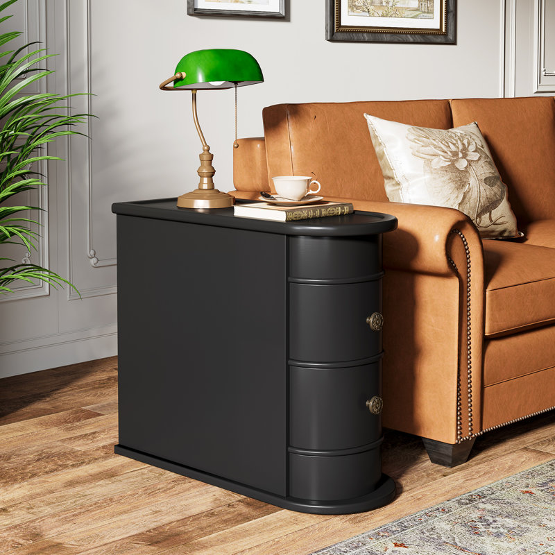 Wood End Table Set, 2-Drawer, No Assembly Required, Black